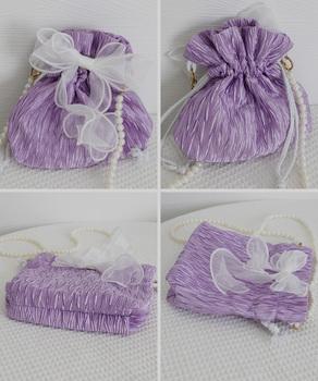 巾着ショルダーバッグ リボン付き 結婚式 送料無料 即日発送-8