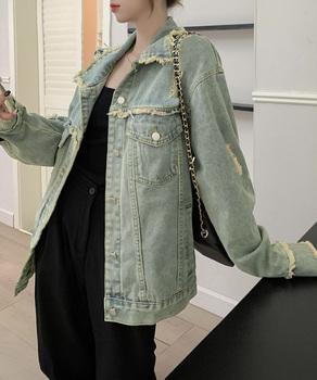 フリンジデニムジャケット ダメージデニム 送料無料 即日発送-1