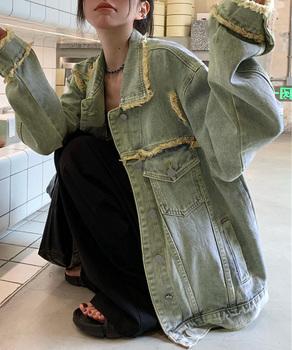 フリンジデニムジャケット ダメージデニム 送料無料 即日発送-3