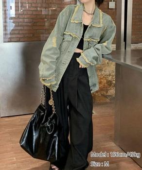 フリンジデニムジャケット ダメージデニム 送料無料 即日発送-4