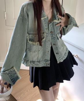 フリンジデニムジャケット デニムブルゾン 送料無料 即日発送-2