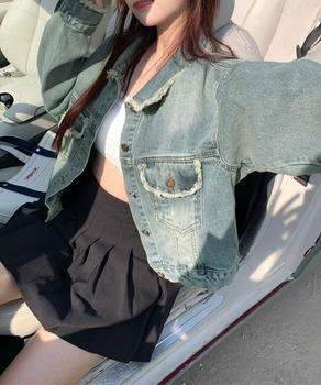 フリンジデニムジャケット デニムブルゾン 送料無料 即日発送-3