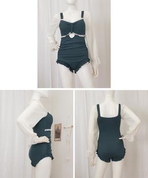 ワンピース水着 シースルー袖 体型カバー　二の腕ラインをお洒落にカバー 送料無料 即日発送-6