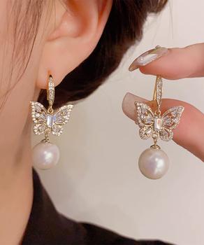 パールピアス 揺れるピアスバタフライ 送料無料 即日発送-2