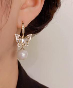 パールピアス 揺れるピアスバタフライ 送料無料 即日発送-3