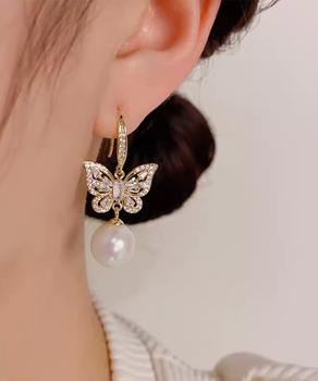 パールピアス 揺れるピアスバタフライ 送料無料 即日発送-4