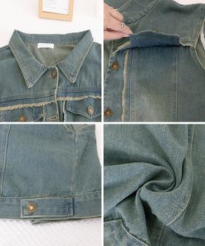 フリンジデニムベスト 襟付き デニムジレ 送料無料 即日発送-9