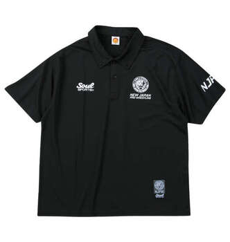 大きいサイズ SOUL SPORTS×新日本プロレス ドライメッシュ半袖BDポロシャツ 3L 4L 5L 6L 8L ブラック ラッピング可 送料無料 即日発送-1