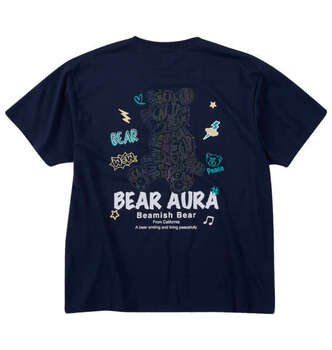 大きいサイズ Bear Aura T Cホログラムプリント半袖Tシャツ 3L 4L 5L 6L 8L ネイビー ラッピング可 送料無料 即日発送-0
