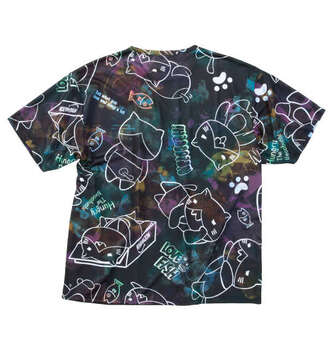 大きいサイズ NECOBUCHI SAN DRYハニカムメッシュ昇華総柄半袖Tシャツ 3L 4L 5L 6L 8L ブラック ラッピング可 送料無料 即日発送-1