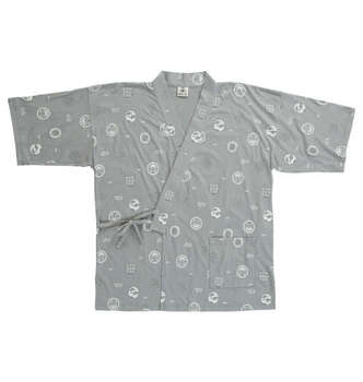 大きいサイズ 黒柴印和んこ堂 カット楊柳総柄甚平 3L 4L 5L 6L 8L グレー ラッピング可 送料無料 即日発送-4