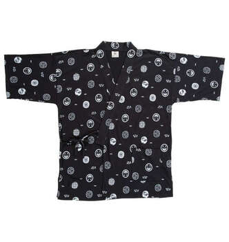 大きいサイズ 黒柴印和んこ堂 カット楊柳総柄甚平 3L 4L 5L 6L 8L ブラック ラッピング可 送料無料 即日発送-3