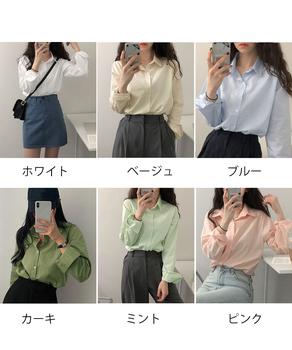 薄手シャツブラウス長袖レディース襟シャツ 送料無料 即日発送-1