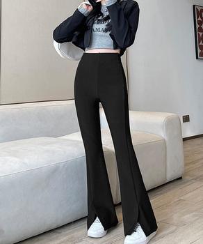 フレアスキニーパンツ スリット入りパンツ 送料無料 即日発送-1