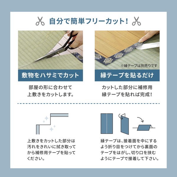 フリーカット上敷き 本間4.5畳 双目織 撥水 裏貼り 江戸間 本間 団地間 送料無料-3