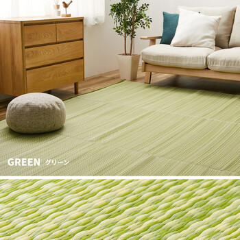 PP柄上敷き い草風花ござ 団地間6畳 水洗いOK 日本製 ライアン 送料無料-10