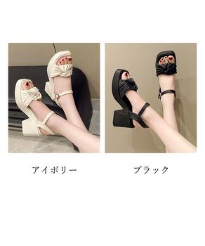 太ヒールサンダル レディース リボン風 送料無料 即日発送-1