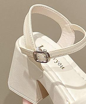 太ヒールサンダル レディース リボン風 送料無料 即日発送-8