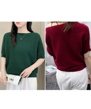 サマーニットトップス ドルマンスリーブ夏 送料無料 即日発送-7