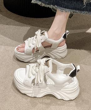 スニーカー レースアップスニーカーサンダル厚底靴美脚 送料無料 即日発送-5
