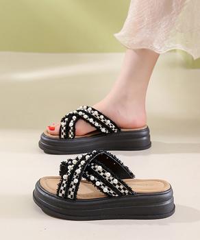 厚底サンダルパール付クロスサンダル 送料無料 即日発送-2