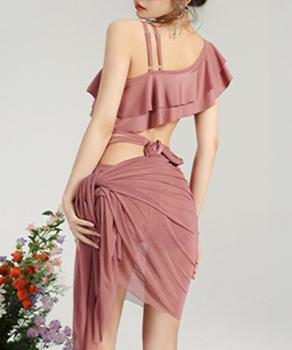 バックリボンワンショルモノキニパレオ付き 送料無料 即日発送-6