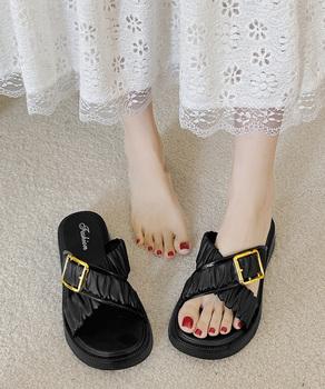 厚底サンダル クロスベルトサンダル　ギャザーベルトサマーサンダル 送料無料 即日発送-2