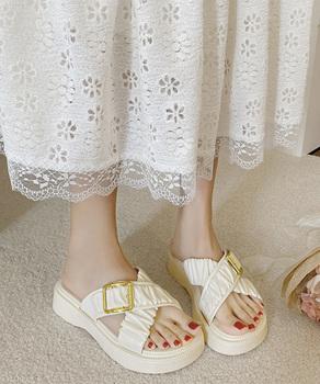 厚底サンダル クロスベルトサンダル　ギャザーベルトサマーサンダル 送料無料 即日発送-5