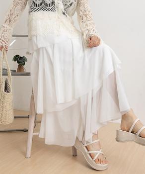 チュールティアードスカート ハイウエスト 送料無料 即日発送-4