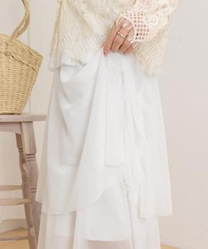 チュールティアードスカート ハイウエスト 送料無料 即日発送-5