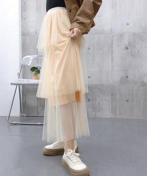 チュールティアードスカート ハイウエスト 送料無料 即日発送-6