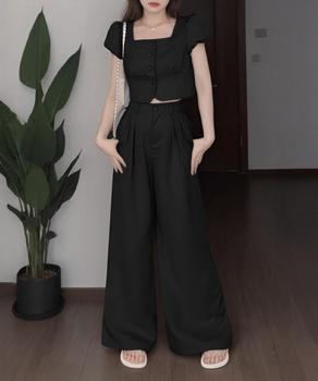 セットアップ春夏半袖トップスワイドパンツ 送料無料 即日発送-4