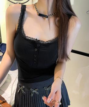 レース切替キャミソールカップ付きインナー 送料無料 即日発送-2