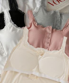 レース切替キャミソールカップ付きインナー 送料無料 即日発送-8