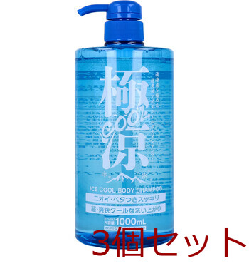 極涼COOL アイスクールボディシャンプー さわやかなフレッシュシトラスの香り 1000mL 3個セット 送料無料-0