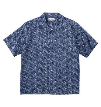大きいサイズ H by FIGER 裏使い総柄プリントオープン半袖シャツ 3L 4L 5L 6L ネイビー ラッピング可 送料無料 即日発送-2