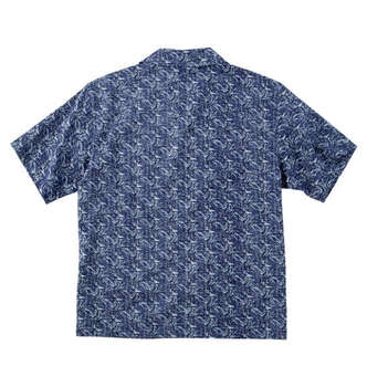 大きいサイズ H by FIGER 裏使い総柄プリントオープン半袖シャツ 3L 4L 5L 6L ネイビー ラッピング可 送料無料 即日発送-3