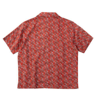 大きいサイズ H by FIGER 裏使い総柄プリントオープン半袖シャツ 3L 4L 5L 6L オレンジ ラッピング可 送料無料 即日発送-1