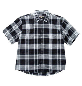 大きいサイズ H by FIGER メッシュチェックレギュラー半袖シャツ 3L 4L 5L 6L 8L ブラック ラッピング可 送料無料 即日発送-2