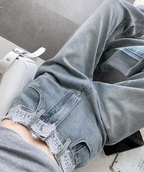 レースウエストデニムパンツビジューデニム 送料無料 即日発送-6