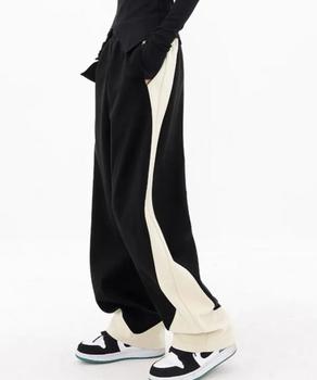スウェットパンツサイド切り替ワイドパンツ 送料無料 即日発送-2