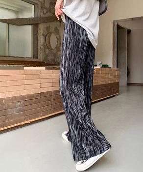 プリーツパンツ きれいめワイドパンツ春夏 送料無料 即日発送-3