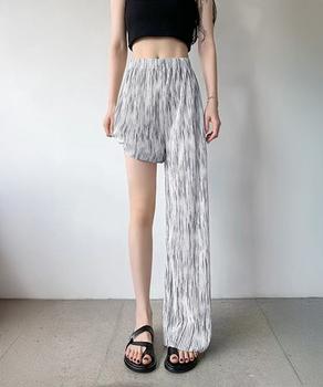 プリーツパンツ きれいめワイドパンツ春夏 送料無料 即日発送-6