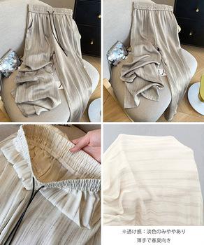 水墨風ワイドパンツ 薄手ドレープパンツ夏 送料無料 即日発送-8