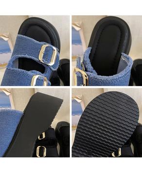 ダブルバックルサンダルデニム厚底サンダル 送料無料 即日発送-9