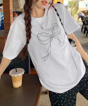 リボンプリントTシャツ レディース 半袖 送料無料 即日発送-5