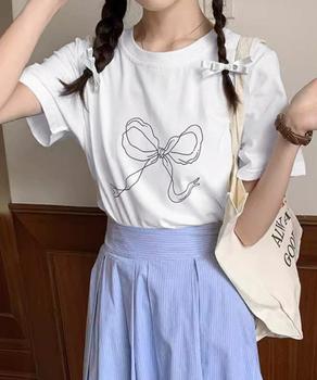 リボンプリントTシャツ レディース 半袖 送料無料 即日発送-7
