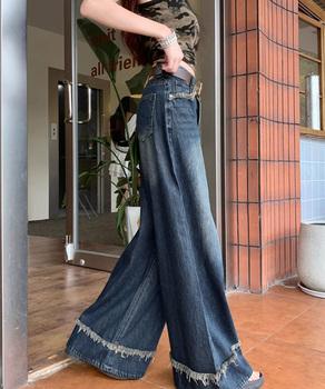 ハイウエスト デニムワイドパンツ 送料無料 即日発送-3