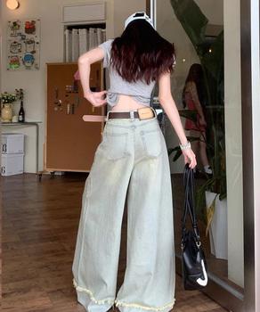 ハイウエスト デニムワイドパンツ 送料無料 即日発送-6