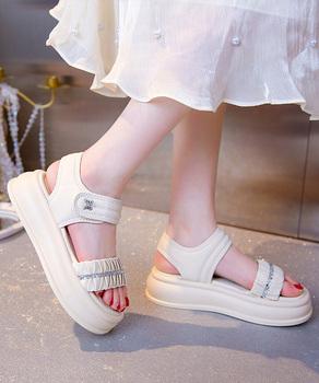 厚底サンダル レディースギャザーサンダル 送料無料 即日発送-4